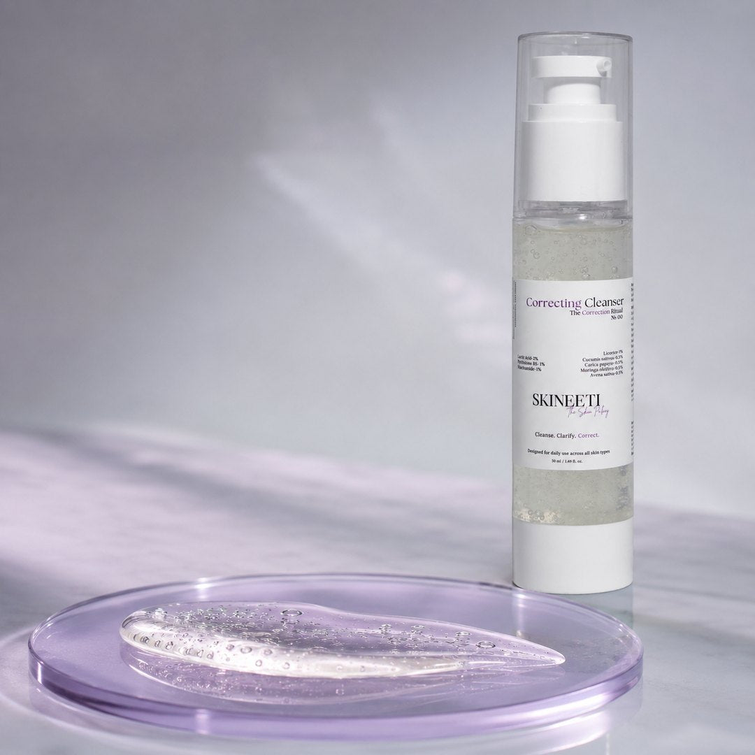 Step 00, up close. A barrier-safe gel cleanse with lactic acid 2% — clears the way so every active that follows actually works.